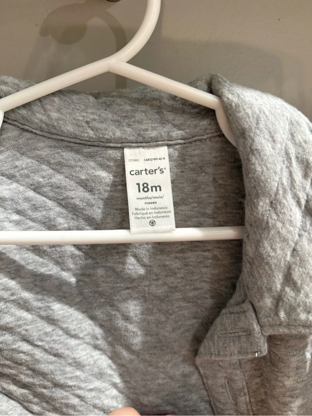 Carter's Quilted Light Gray Toddler Jacket